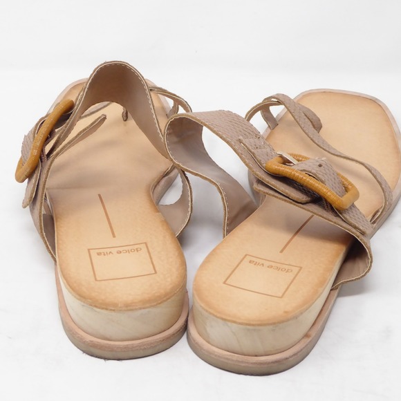 Dolce Vita Womens Perris Sandals Tan Snakeskin Embossed Buckle Toe Loop Size 10 - Picture 6 of 10